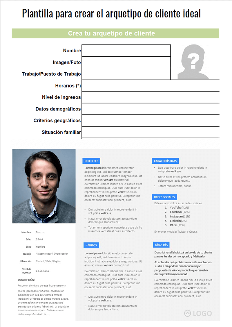 Plantilla para crear un buyer-persona Plantilla para crear un buyer-persona