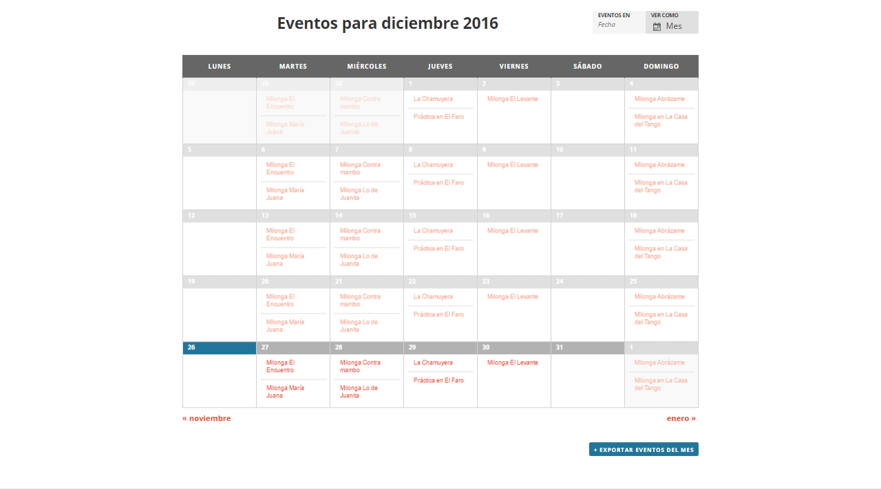 Calendario de eventos: Portfolio Revista digital, guía de eventos y directorio