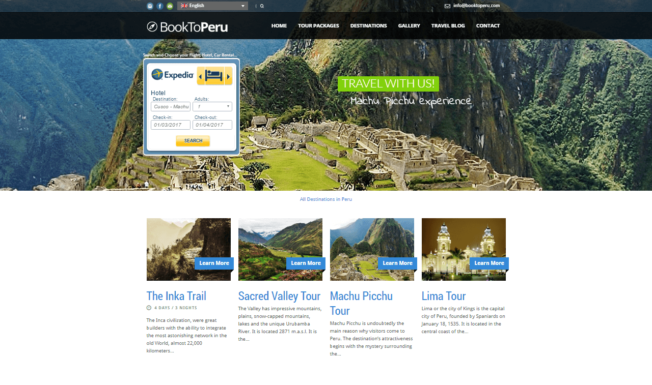 Home Page (parte 1): Sitio web multi-lenguaje para agencia de viajes creada en WordPress