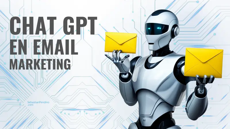 ChatGPT en Email Marketing: imagen de un robot droide sosteniendo sobres de cartas amarillos.