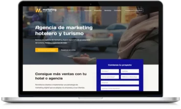 Mockup de sitio web hecho con WordPress para una agencia de marketing digital especializado en hotelería y turismo